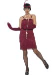 Kostým Flapper krátké šaty vínové | Velikost L 44-46, Velikost M 40-42, Velikost XXL 52-54